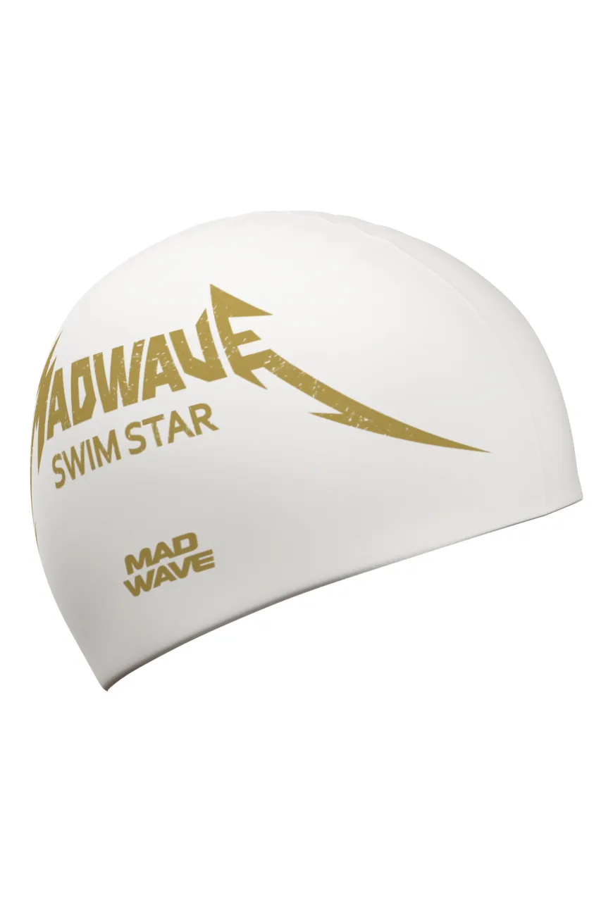 Swim Star White Silicone Swim Cap