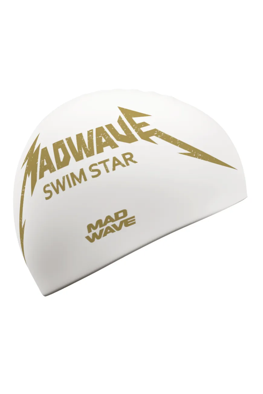 Swim Star White Silicone Swim Cap
